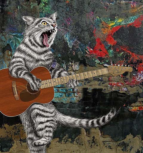 Busker -Guitar Cat