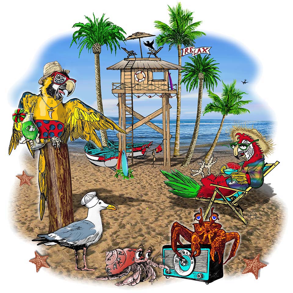 Parrot Beach Party by Doug LaRue